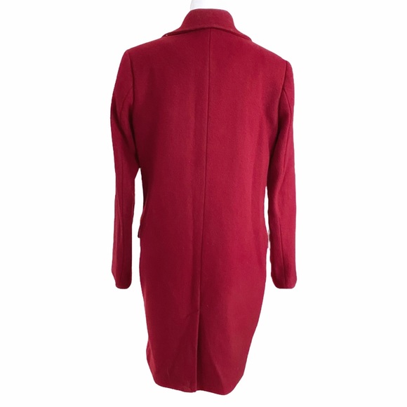 PAUL COSTELLOE BLACK LABEL RED WOOL BLEND DOUBLE BREASTED FELT PEAK LAPEL COAT - Picture 2 of 12